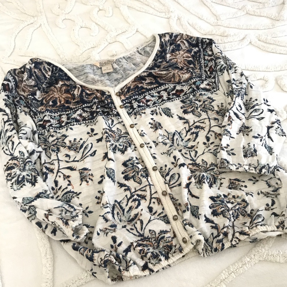 Lucky brand shirt with brass buttons.